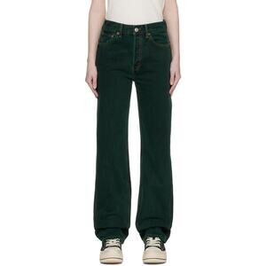 Re/Done 166-03W9OHRLO 90's High Rise Loose In Evergreen Dipped Size 28 NWT